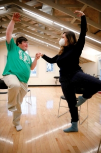 CATA artist Jeff Kane and faculty member Beth Liebowitz practiced a ballet pose.